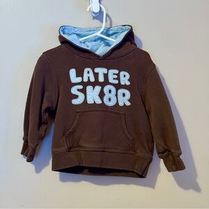 Gymboree Later Sk8r Hoodie Brown Blue Appliqué Toddler Size 2T–3T